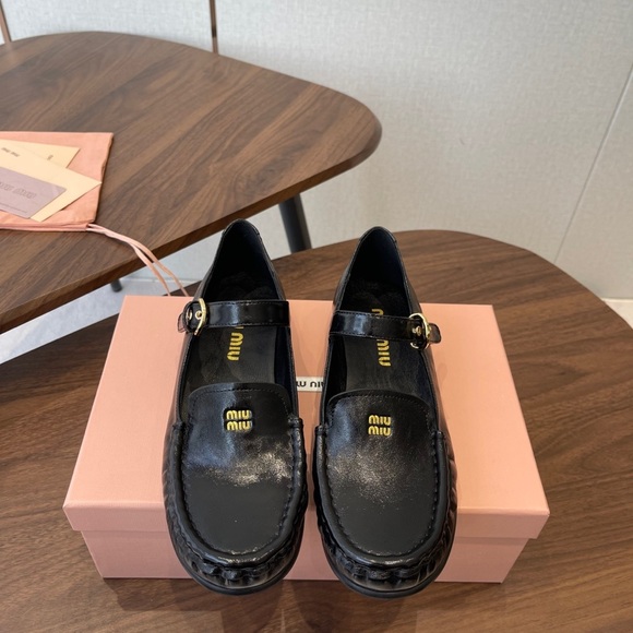 Miu Miu Black Leather Flats